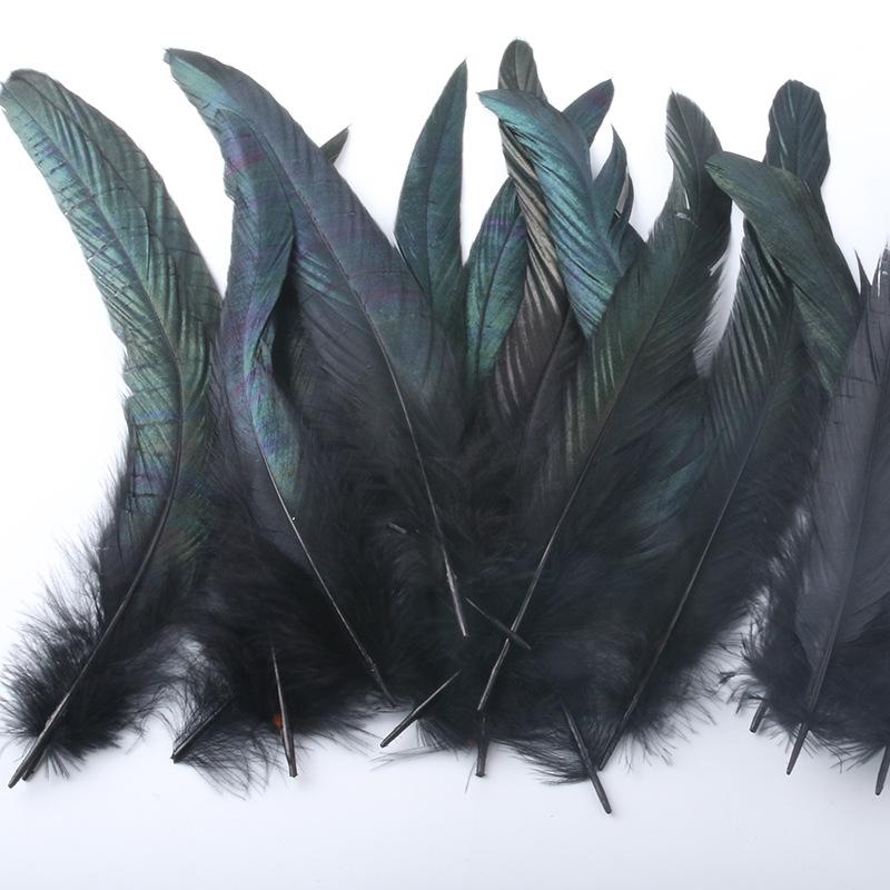 

20-25 см красочные перья из хвоста петуха, длинное перо, маска «сделай сам», головной убор, крылья, кошачья палочка, украшение 100pcs чёрный