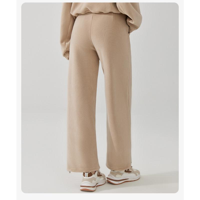 Calças esportivas femininas de inverno acolchoadas, grossas, de pernas largas e retas