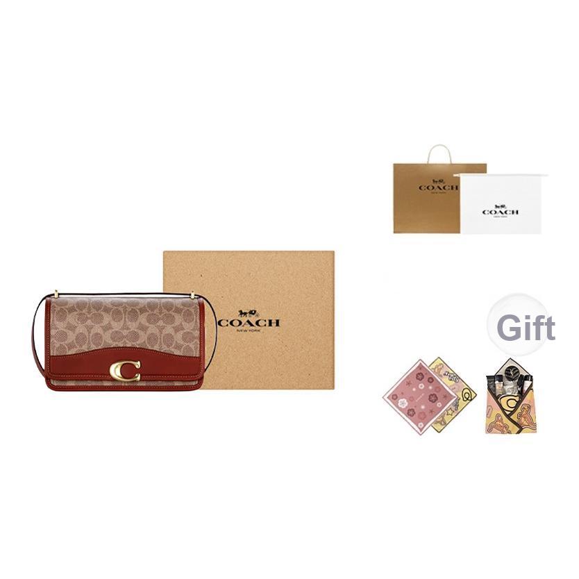 Coach 24 Gold Metal Hardware Pvc Crossbody Shoulder Bag Medium Women bags Red-Brown CQ668-B4NQ4