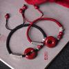 Cinnabar Peace Buckle Red Rope Bracelet for Men and Women, Zodiac Silver Braided Cinnabar Bracelet, Couple's Bracelet with Beads