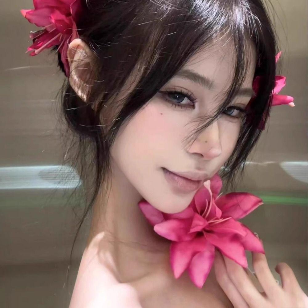 Seaside Holiday Style Lily Flower Hair Clip Sweet Flower Hairpin Elegent Barrettes  Girls
