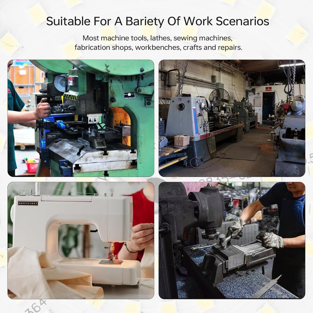 Magnetic Work Light, 1300 Lumens Led Machine Light with Strong Magnetic Base, Flexible Gooseneck Magnetic Lamp for Lathe and Drill Press, 10W 120V