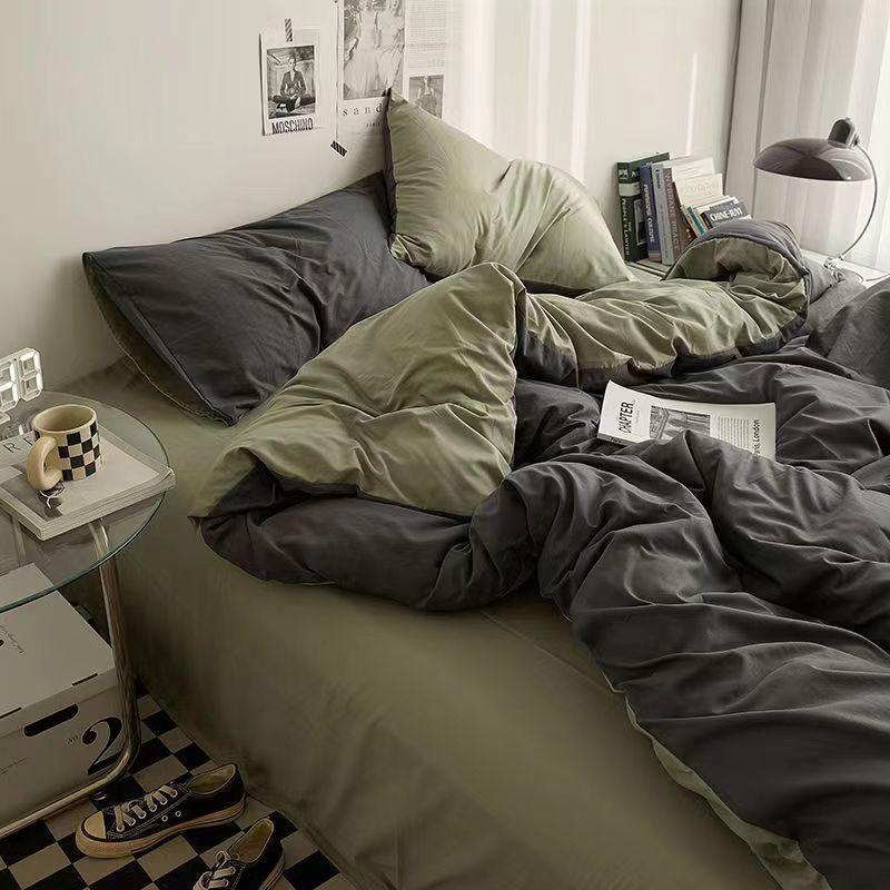 Modern Minimalist Solid Color Bedding Set Single Person Duvet Cover in Student Dormitory Four Seasons General Large Size Double Bedsheets Home Textile