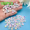 7mm 100pcs Acrylic Flat Round Beads Black White Colorful Alphabet Letter Beads DIY Bracelet Necklace Jewelry Craft Stringing Supplies