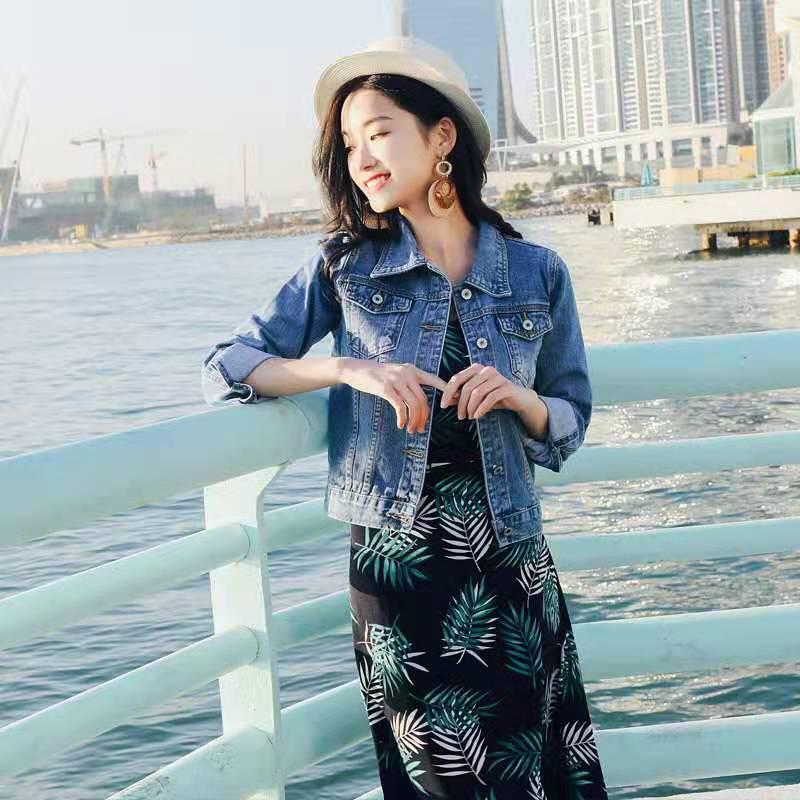 2020 Autumn Women's Slim Fit Korean Style Denim Jacket, Long Sleeve Versatile Top