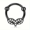Bobisty 1Pc Stainless Steel Septum Ring Septum Jewelry Daith Piercing Jewelry Daith Earrings for Girls Septum Clicker Black