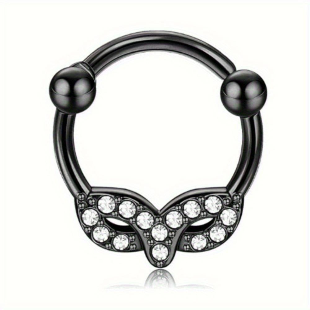 Bobisty 1Pc Stainless Steel Septum Ring Septum Jewelry Daith Piercing Jewelry Daith Earrings for Girls Septum Clicker Black