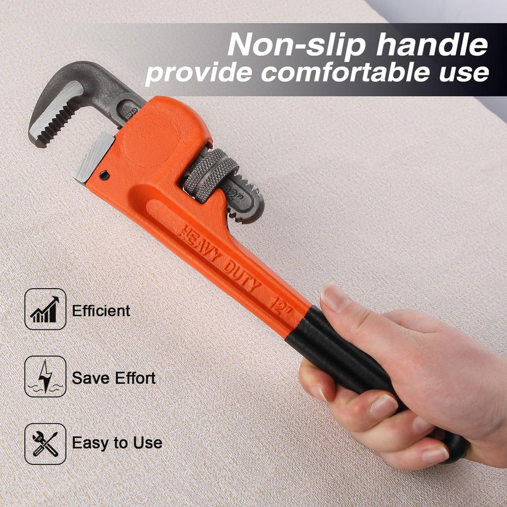 LEONTOOL Aluminum Pipe 315mm 51mm Maximum Forged for and Automotive Repair Heavy-Duty Wrench, Long, Opening, Jaws, Plumbing, Water,