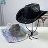 Neuer LED leuchtender bunter pinker Pailletten Western-Cowboyhut Karneval Bühnenauftritt Temperament leuchtender Cowboyhut