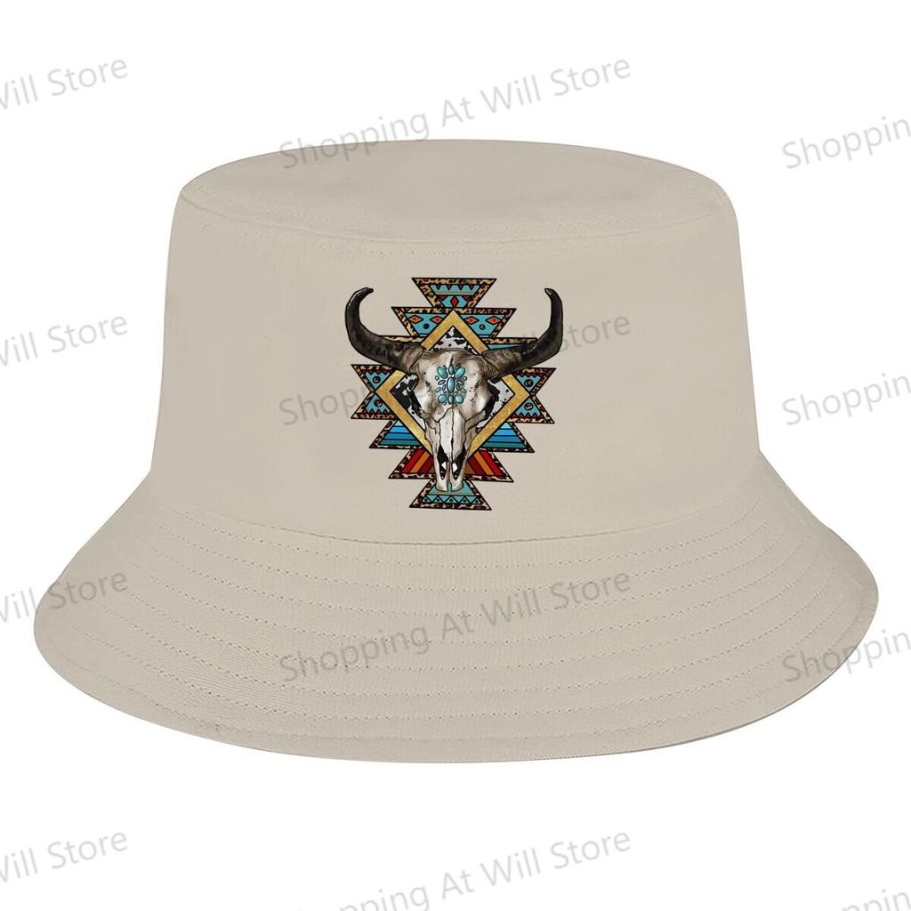 Geometric Bull Skull Unisex Foldable fisherman hat Men And Women Outdoor sports cap Creative Gift