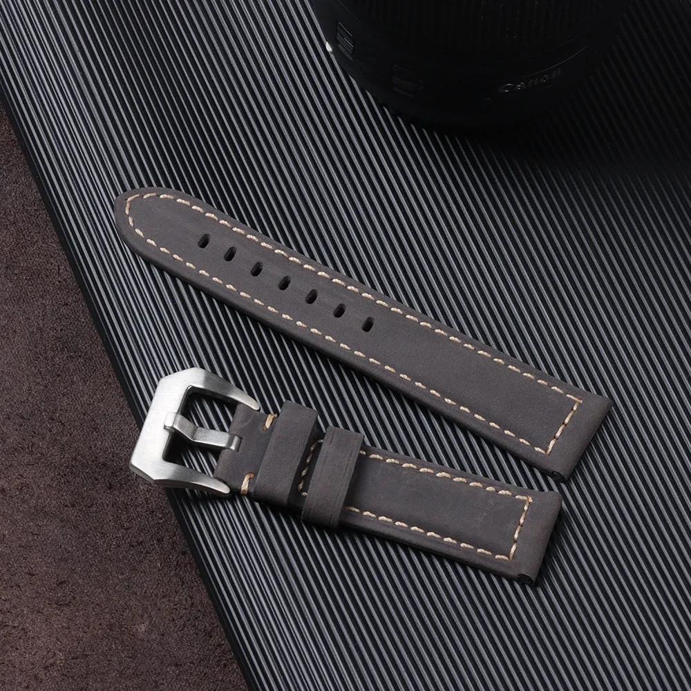 High Quality Genuine Calfskin Watch Strap 20mm 22mm 24mm 26mm Watch Band Vintage Soft Cowhide Leather Wristband Matte Bracelet