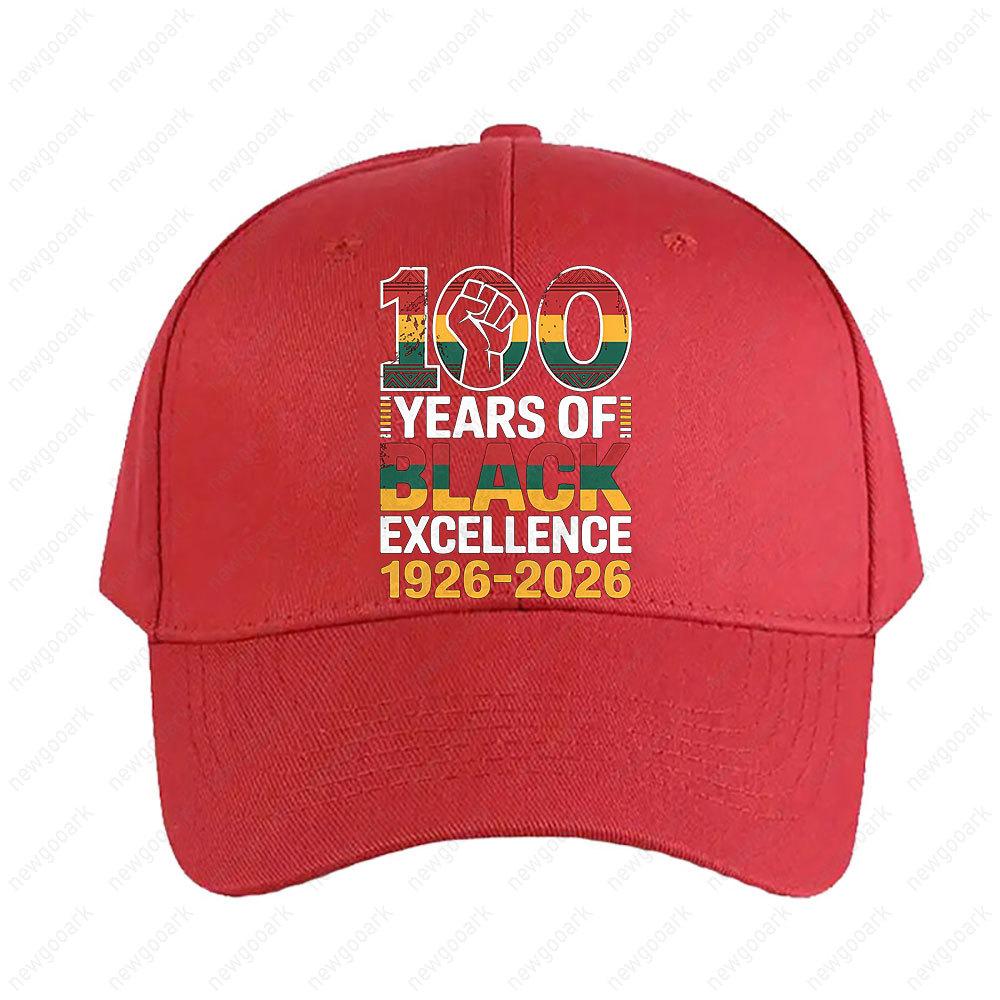 Black Excellence 1926?026 100 Years of Pride and Power Cap Women Unisex Graphic Baseball Caps Peaked Hat Adjustable