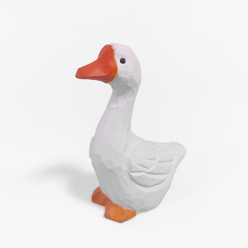 Hand-Carved Swan Solid Wood Desktop Ornament