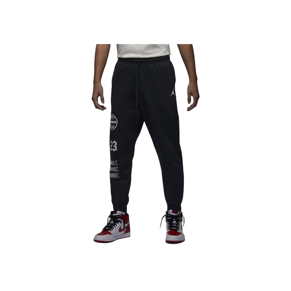 Jordan Printed Lace-Up Casual Jogger Knit Pants Men Bottoms Black FN4620-010