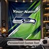 TapestrySeattle Seahawks Custom Name Text Personalized Wall Hanging Tapestry Home Wall Decor