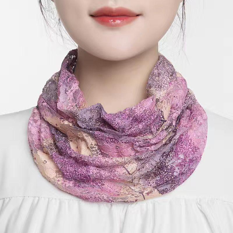 Summer ice silk scarf mask neck protector fake collar printing riding protection anti-ultraviolet breathable sunscreen