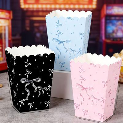 Pink Ribbon Rice Flower Snack Box Party Decoration - Girl's Birthday Tableware - Disposable French Fry Box