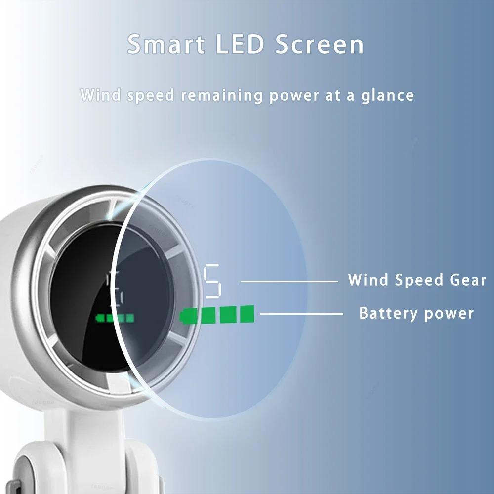 Portable Mini Handheld Fan - 5-speed Turbo Usb Rechargeable, Foldable Bladeless Pocket Fan With Large Battery For Outdoor/travel