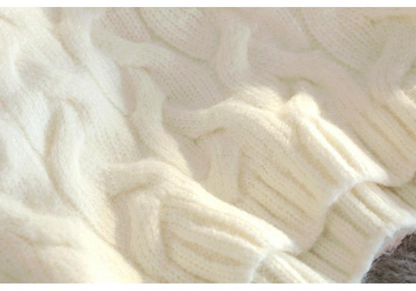 Women's High-Neck Cable Knit Sweater - Loose Fit, Solid Color, Autumn/Winter Style