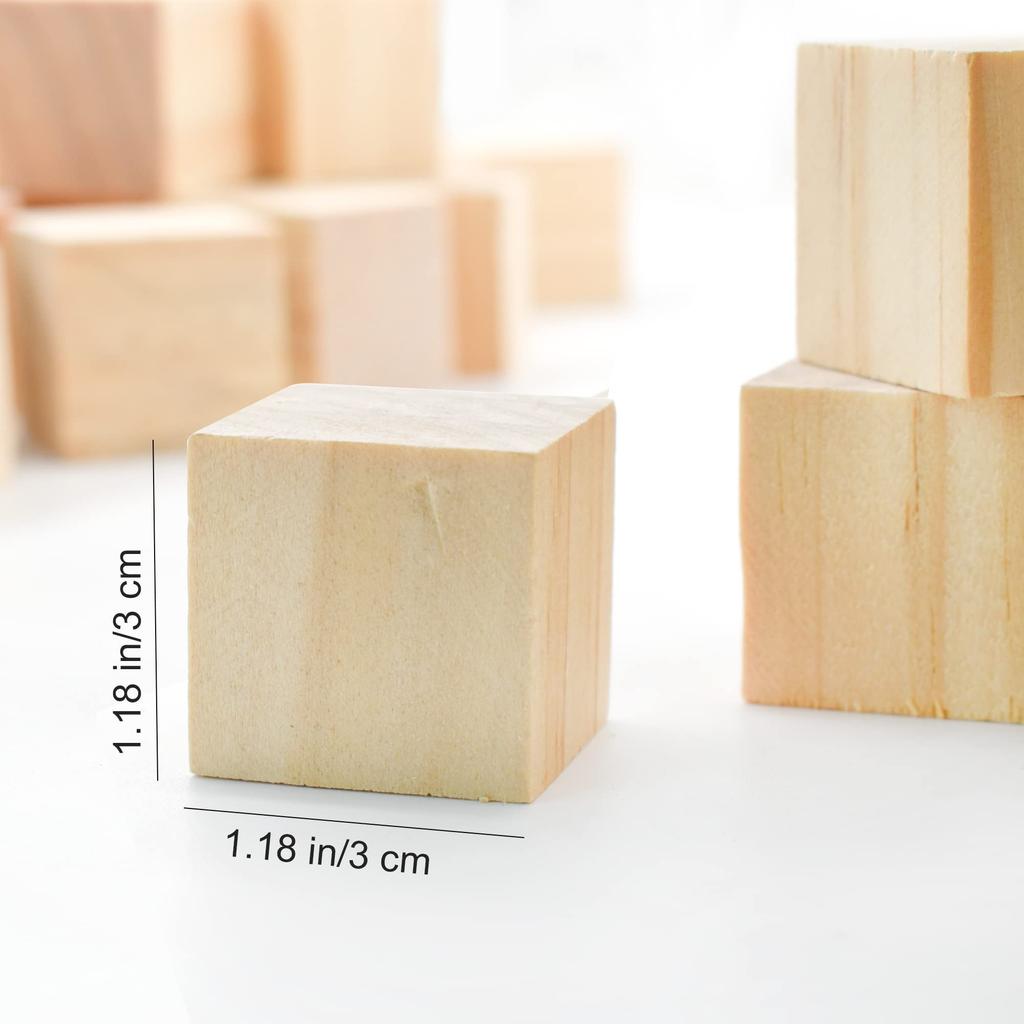Enkrio Lemn Lemn Construcție Lemn Formă Set de Artizanat DIY și Lemn Natural Netratat Cuburi Nevopsite, Blocuri, Cuburi, Blocuri, Cuburi, 100, Decorațiune,