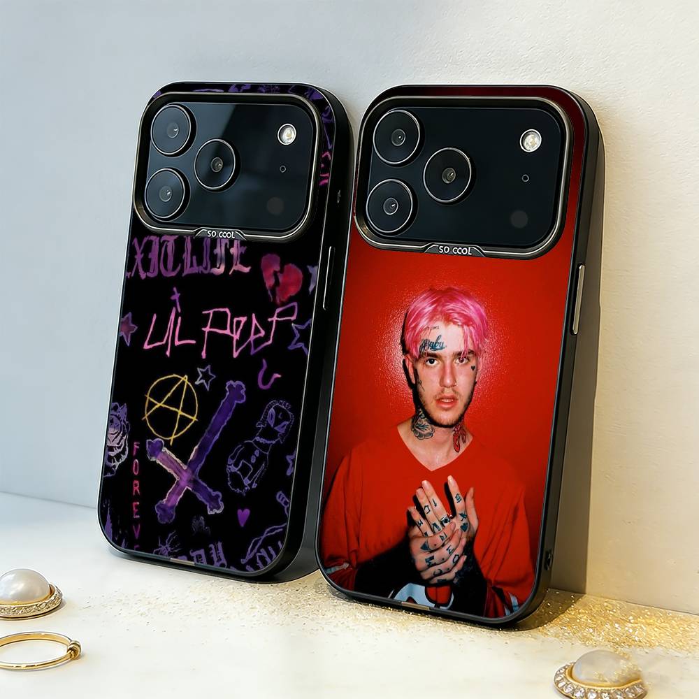 L-Lil Peep Star Shopping Handyhülle Für iPhone17 16 15 14 13 12 Pro Max Grau Schwarz Matt Laser Metallic Aurora Funda
