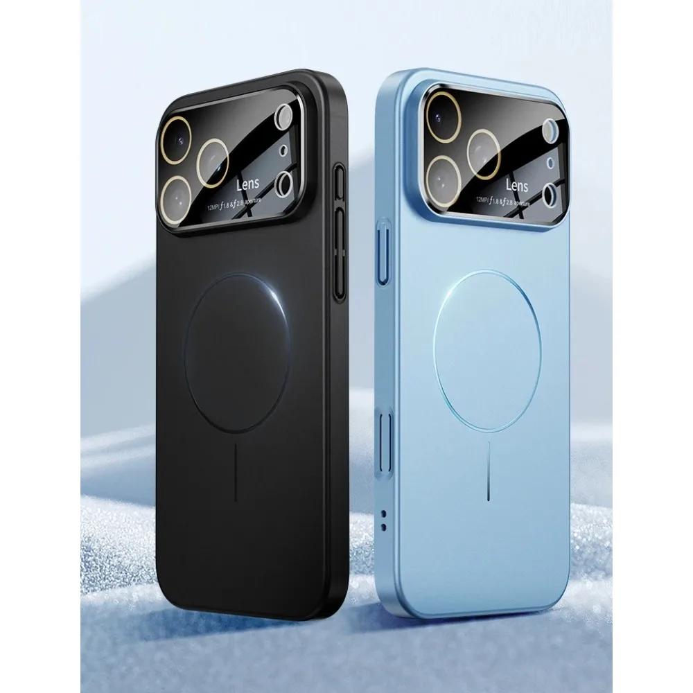 Magnetic Wireless Charging Colorful Case for iPhone 17 16 15 14 13 Pro Max Plus 17Air Skin Feel Large Window Lens Protect Cover