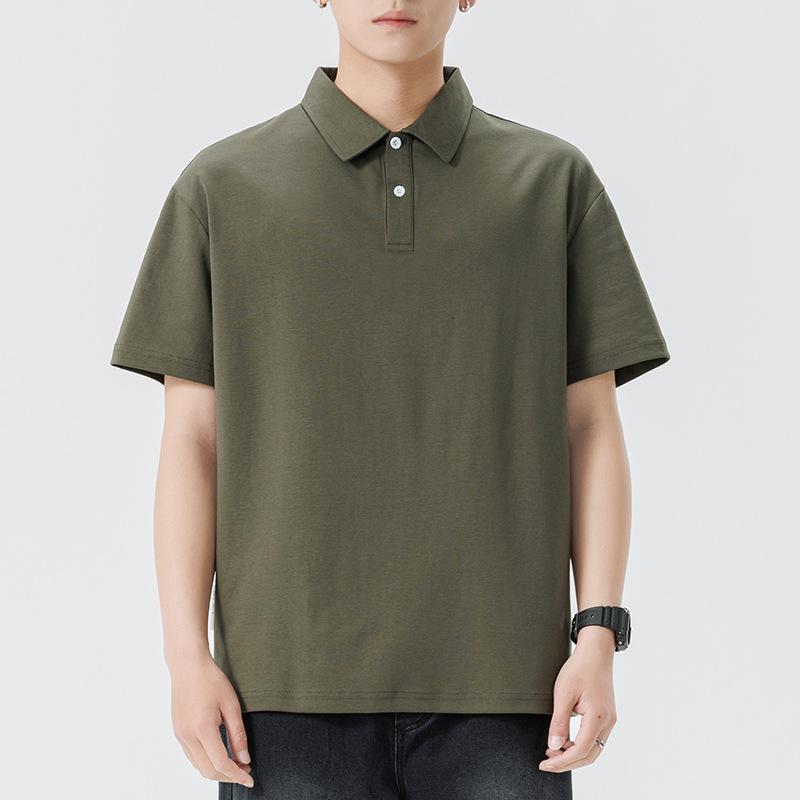 Updated Summer Lapel Polo Short-sleeved Mens Heavy T-shirt for Mens Lapel Thin Short T-t-thigh