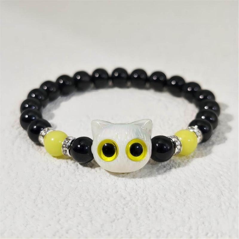 Lovely Bracelet Resin Luminous Bead Bracelet Comfortable Cat Hand Chain Great for Everyday Life and Dating