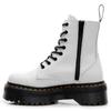 Dicksohlige 8-Loch Lokomotivstiefel 1460 Seitenreißverschluss Britische Damen-Kurzstiefel Muffin-Sohle Schnürung Arbeitsstiefel