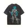Washes T-shirts Summer Men's Japanese Anime Dragon Ball Goku Graphic Clothing Harajuku Y2K Oversized DBZ Cotton Y2k New Tops