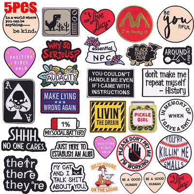 5pcs /Lots Letter Slogan Patch Letter Embroidered Patches Jackets Hats Sew Badges Patch Iron On Patches For Backpack Diy Stickers 