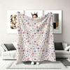 1pc Custom Name/Text Flannel Blanket Suitable for Camping, Car, Sofa & Gifts - Soft Butterfly & Small Floral Print Bedspread, Machine Washable Cozy Th