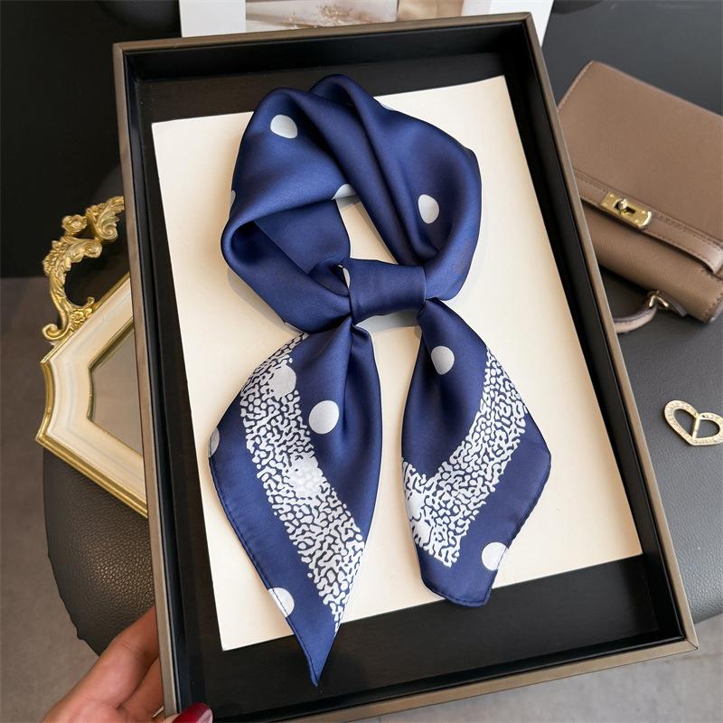 70Cm Dot Pattern Scarf Imitation Silk Square Scarf Women Neckerchief Female Luxury Square Scarves Satin Hijab Ribbon Bandana
