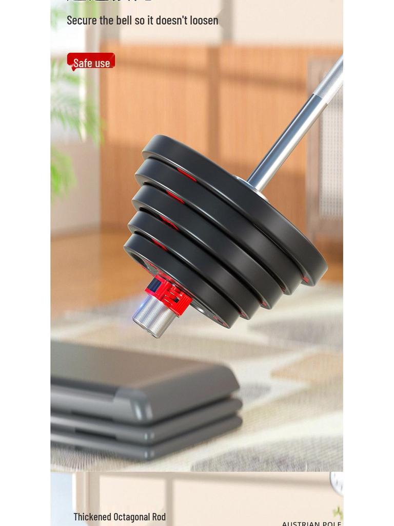 Cast Iron Rubber-Coated Three-Hole Grip Bell Plate for Dumbbells & Barbells