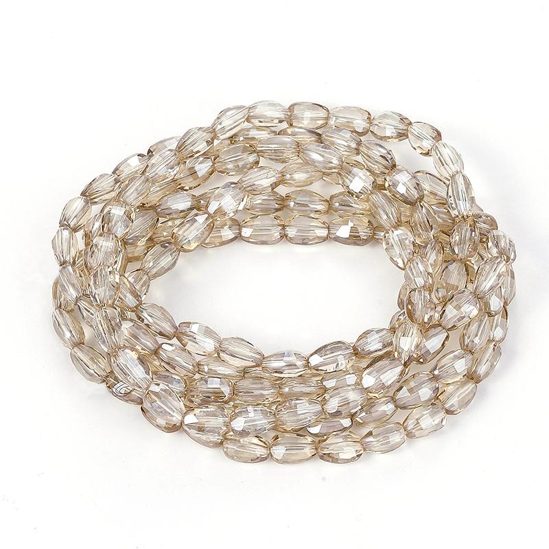 10 Colors 6x8mm Faceted Glass Beads Loose Craft Spacer Beads for DIY Jewelry Bracelet Necklace Earring Keychain Making Crafts