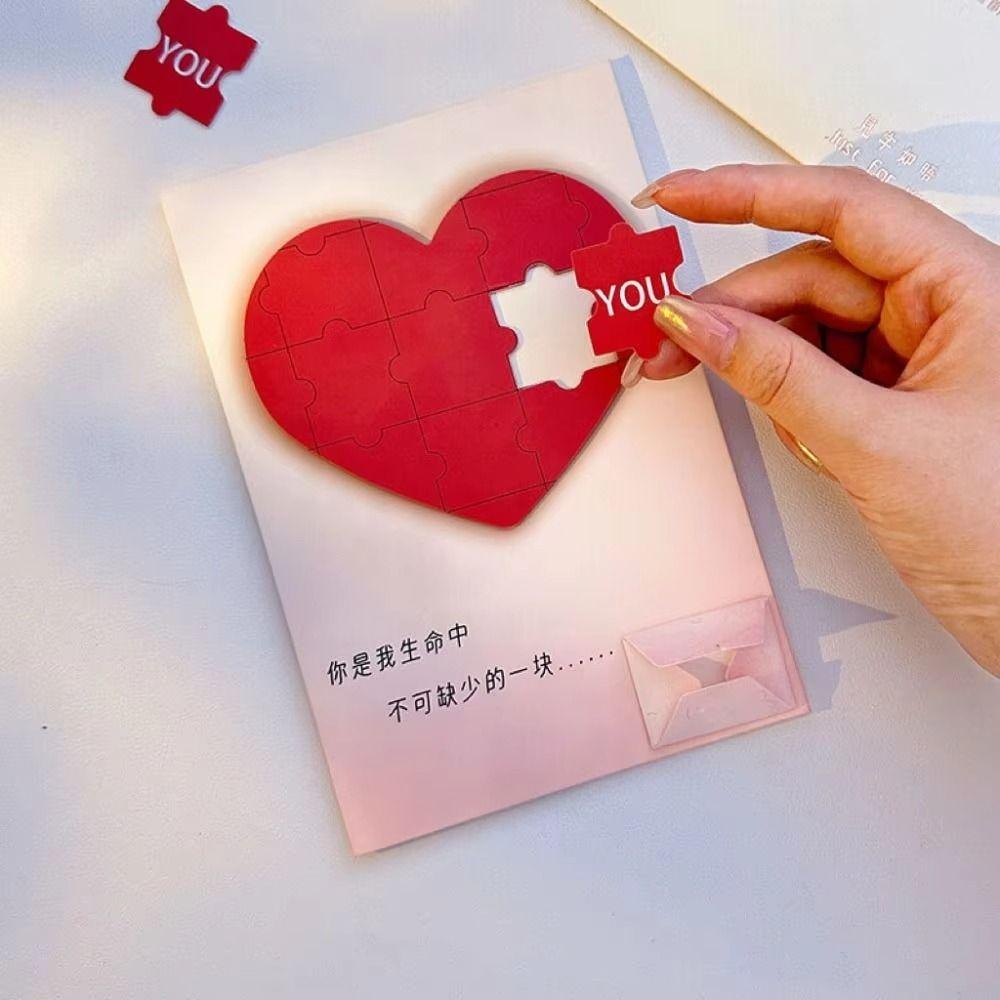 Romantic Love Puzzle Postcard Creative Surprise Valentine's Day Gift Puzzle Recording Unique Luminous LOVE Word Card