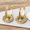 Nidin New Charm Colorful Color Double Layer Star Earrings Copper Cubic Zircon Hoop Earrings For Women Best Party Wedding Gift