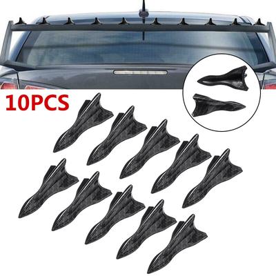 10pcs Carbon Fiber Pattern Car Auto Shark Fin Diffuser Vortex Generator Wing Roof Spoiler Bump Accessories Parts