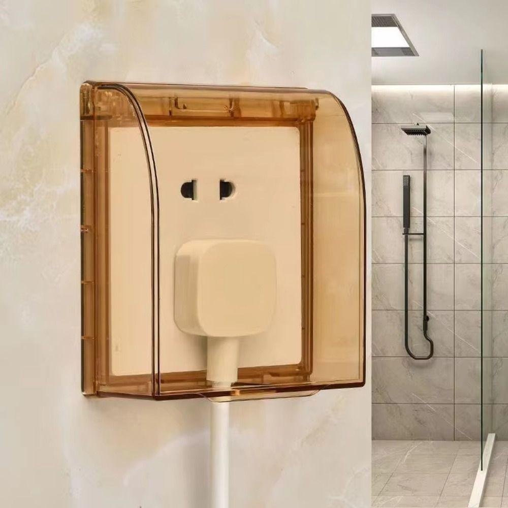Self-Adhesive 86 Type Wall Socket Waterproof Box Prevent Electric Shock Plastic Switch Button Protection Cover Thickening Safe