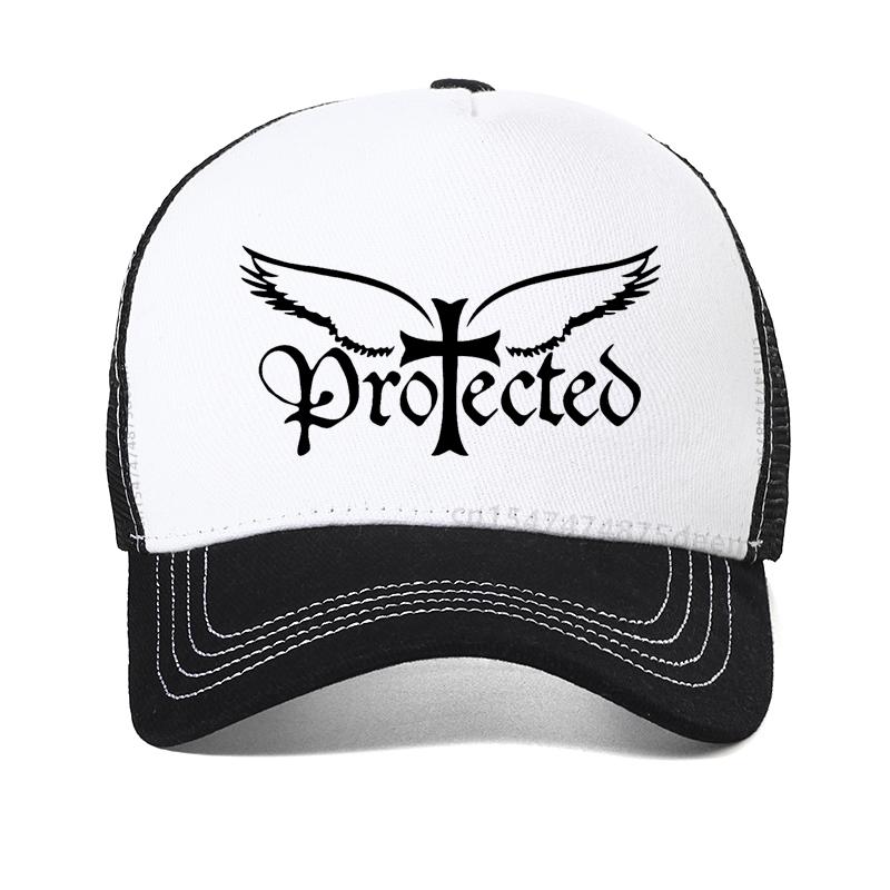 Angel Will Protect You Cap Fashion Unisex The Cross Jesus Christ Printing Baseball Cap Cool Fashion Summer Visor Trucker Hat