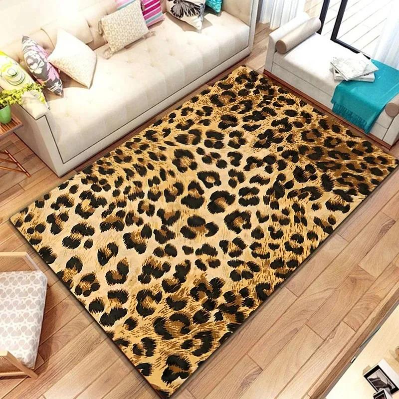 Tapis Imprimé Léopard Porte d'Entrée Sol Paillasson Lavable en Machine Tapis Décor Salon Salle de Bain Tapis Doux Antidérapant