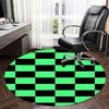 Checkerboard Pattern,Green Black Squares Chair Mat Round Rug Office Carpet, Machine Washable, Non Slip, Suitable for Living Rooms, Bedrooms