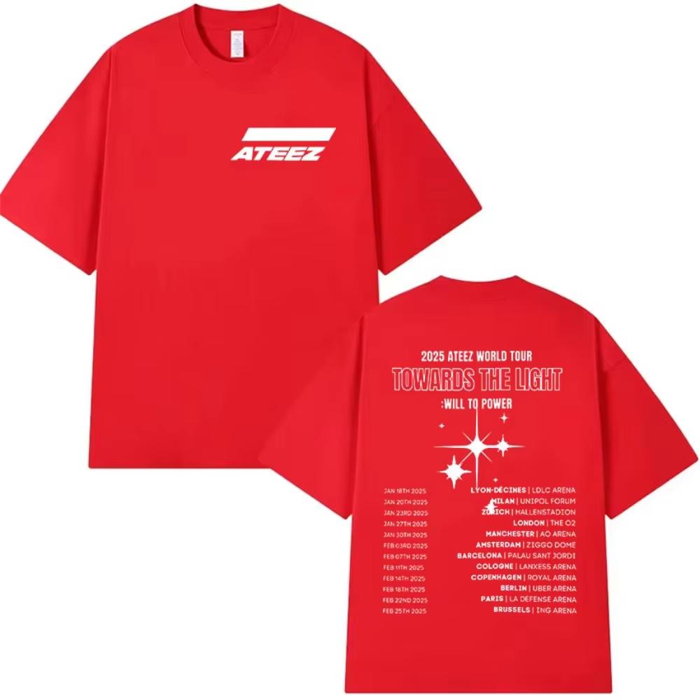 Korean Ateez Towards The Light Will To Power World Tour New T Shirt Men Women Hip Hop Kpop Short Sleeve Top summer Streetwear