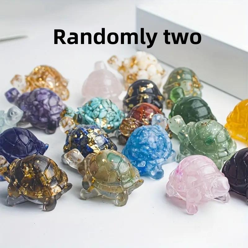 Naturkristall Bruchstein Epoxid Schildkröten Ornamente bringen Glück Chakra Ausgleich stärken Meditation Aquarium Dekoration