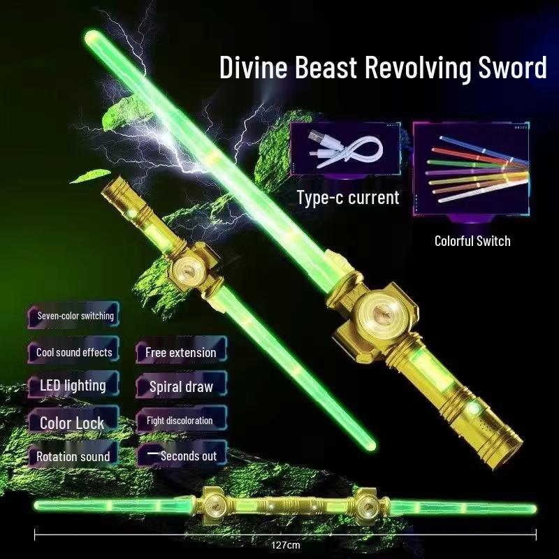 Telescopic Glowing Lightsaber Toy - Mythical Beast Design for Kids