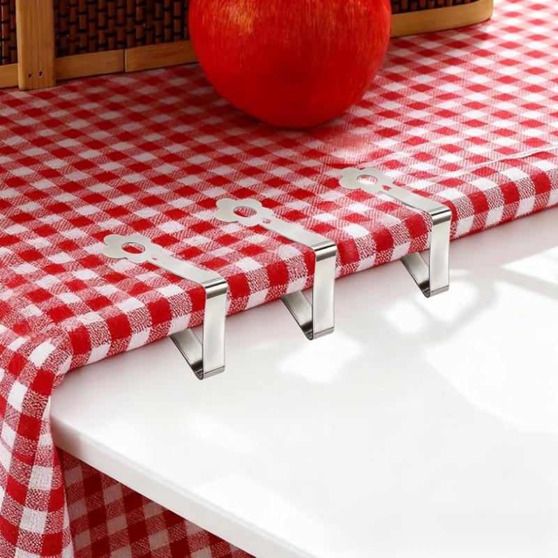 10Pcs Tablecloth Clips, Stainless Steel Tablecloth Clips for Tables, Floral Pattern Triangle Shape Tablecloth Clips, Suitable for 1-4 Cm Thick Tables