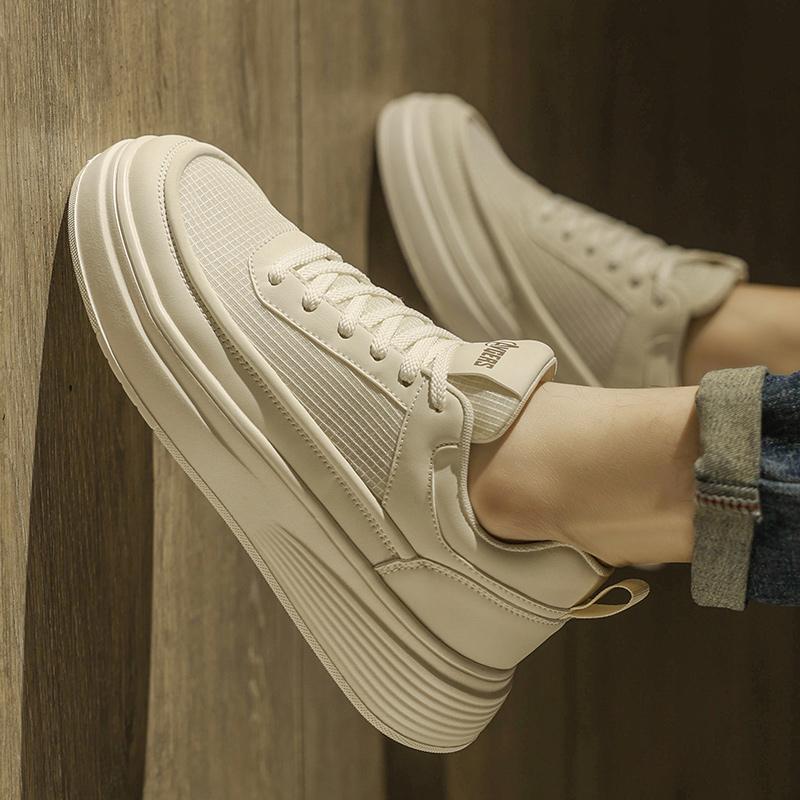 White men's shoes summer lightweight breathable casual board shoes men's white shoes anti slip thick sole versatile sports shoes