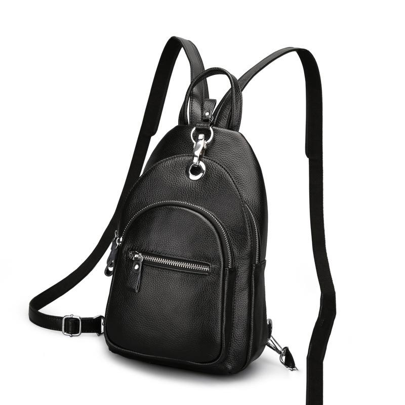 Leather Small Backpack, Top Layer Leather Chest Bag, Fashionable Ladies' Backpack, Multi-layer Anti-theft Women's Bag