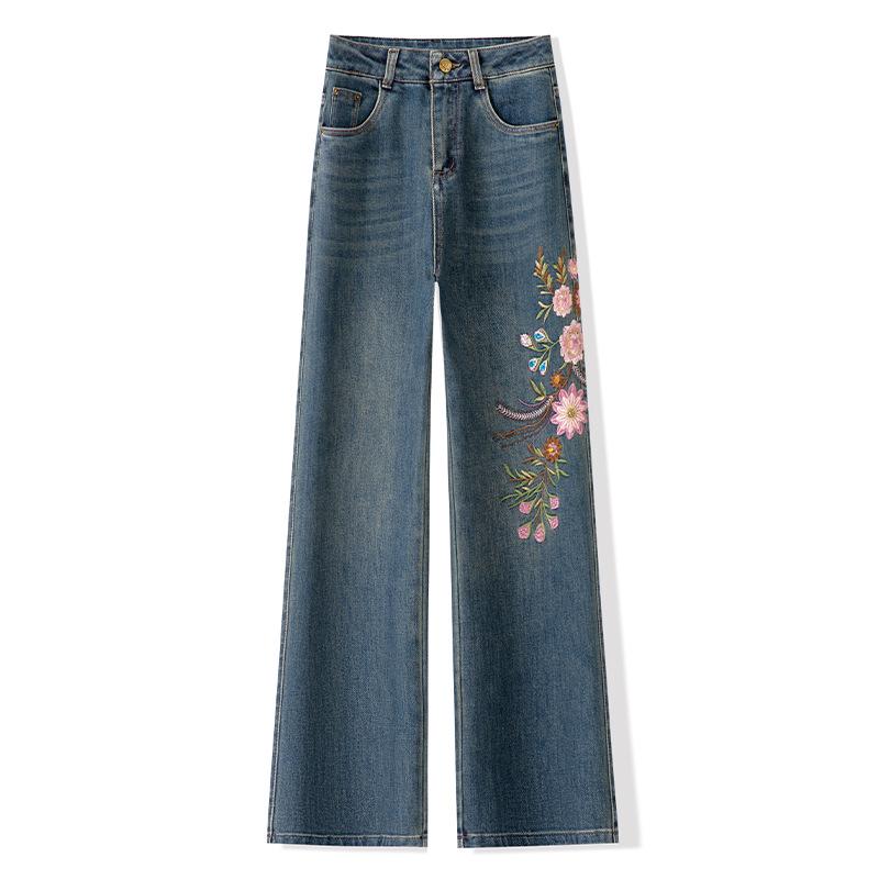 

Женские джинсы с высокой посадкой, вышивкой в этническом стиле, прямого кроя, с цветочным дизайном, для весны/осени 26