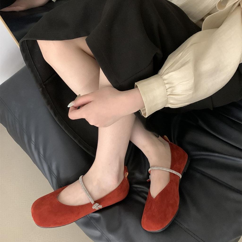Gentle shallow mouth single shoes women's new rhinestone sparkling Mary Jane shoes grandma shoes flats